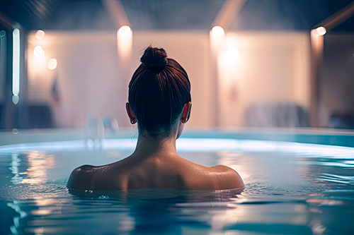 mujer en piscina